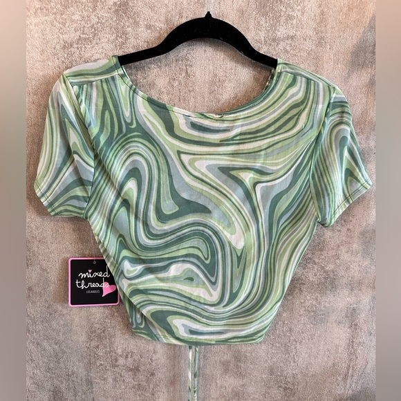 Retro Marbled Sheer Crop Top - Picture 2 of 3